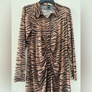 Long Sleeve Sheer Zebra Dress.